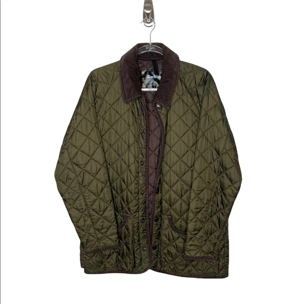 Barbour | Swaledale Quilted Jacket in Olive Green/Brown Large